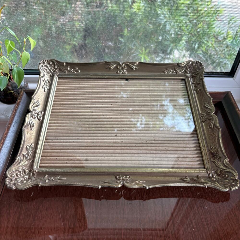 Vintage Ornate Gold Tone Metal 8x10 Frame with Red Velvet Back